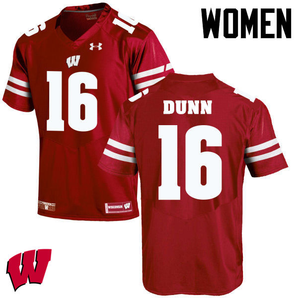 Women Winsconsin Badgers #16 Jack Dunn College Football Jerseys-Red - Click Image to Close